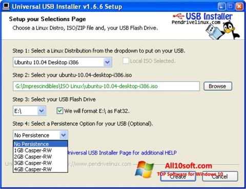 スクリーンショット Universal USB Installer Windows 10版