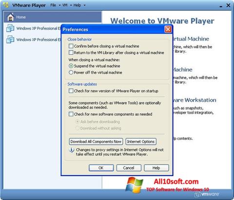 スクリーンショット VMware Player Windows 10版