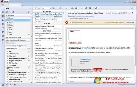 スクリーンショット Opera Mail Windows 10版