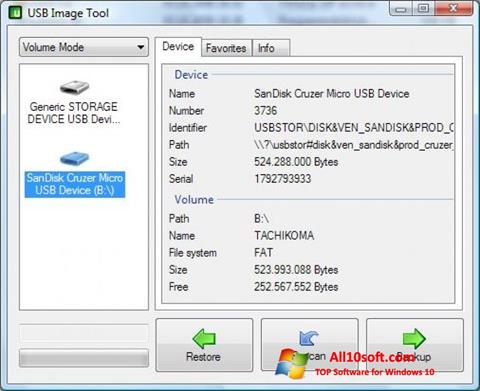 スクリーンショット USB Image Tool Windows 10版