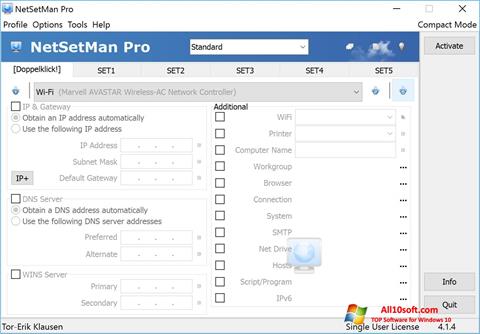 スクリーンショット NetSetMan Windows 10版