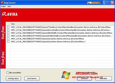 スクリーンショット Avira Registry Cleaner Windows 10版