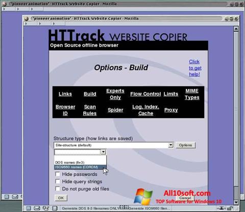 スクリーンショット HTTrack Website Copier Windows 10版