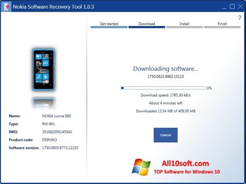 スクリーンショット Nokia Software Recovery Tool Windows 10版