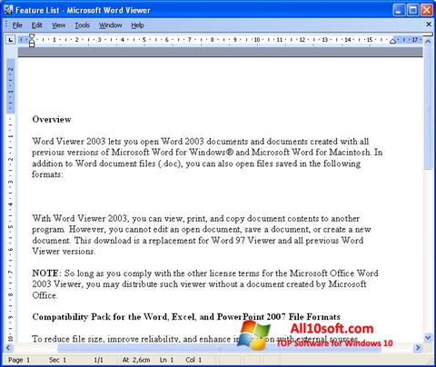 スクリーンショット Word Viewer Windows 10版