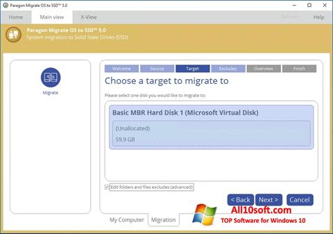 スクリーンショット Paragon Migrate OS to SSD Windows 10版