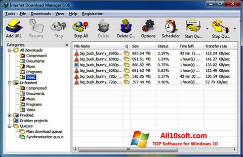 スクリーンショット Internet Download Manager Windows 10版
