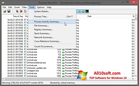 スクリーンショット Process Monitor Windows 10版