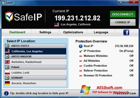 スクリーンショット SafeIP Windows 10版