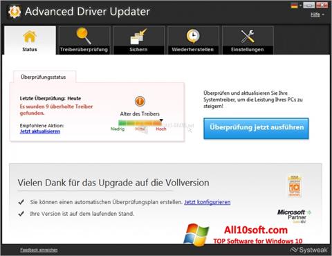 スクリーンショット Advanced Driver Updater Windows 10版