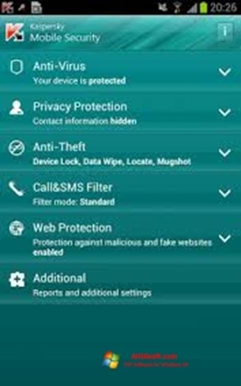 スクリーンショット Kaspersky Mobile Security Windows 10版