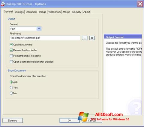 スクリーンショット BullZip PDF Printer Windows 10版