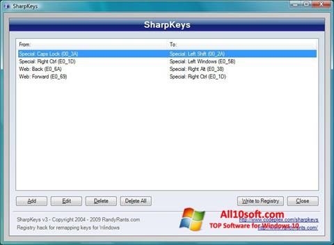 スクリーンショット SharpKeys Windows 10版